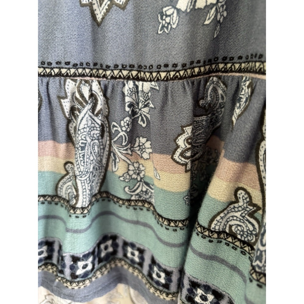 Knox Rose Women's Multicolor Paisley Square Neck Long Sleeve Peasant Tie M - Picture 8 of 8